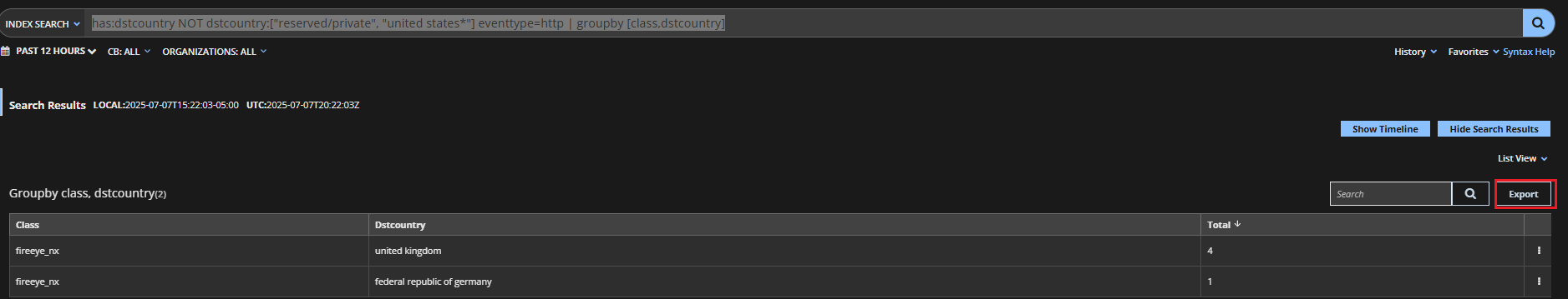 How to export events from Helix